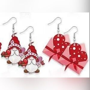 Festive Gnome and Gift Box Earrings set of 2